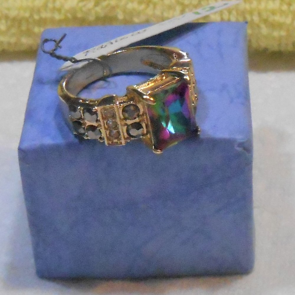 Unisex Rainbow Topaz Ring  NEW